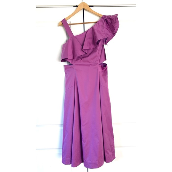 Veronica Beard Midi Dress Beilla Ruffled Asymmetric One Shoulder Purple Size 8 - Picture 1 of 8